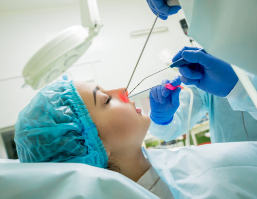 Endoscopic sinus surgery. Laser vaporization of nasal concha